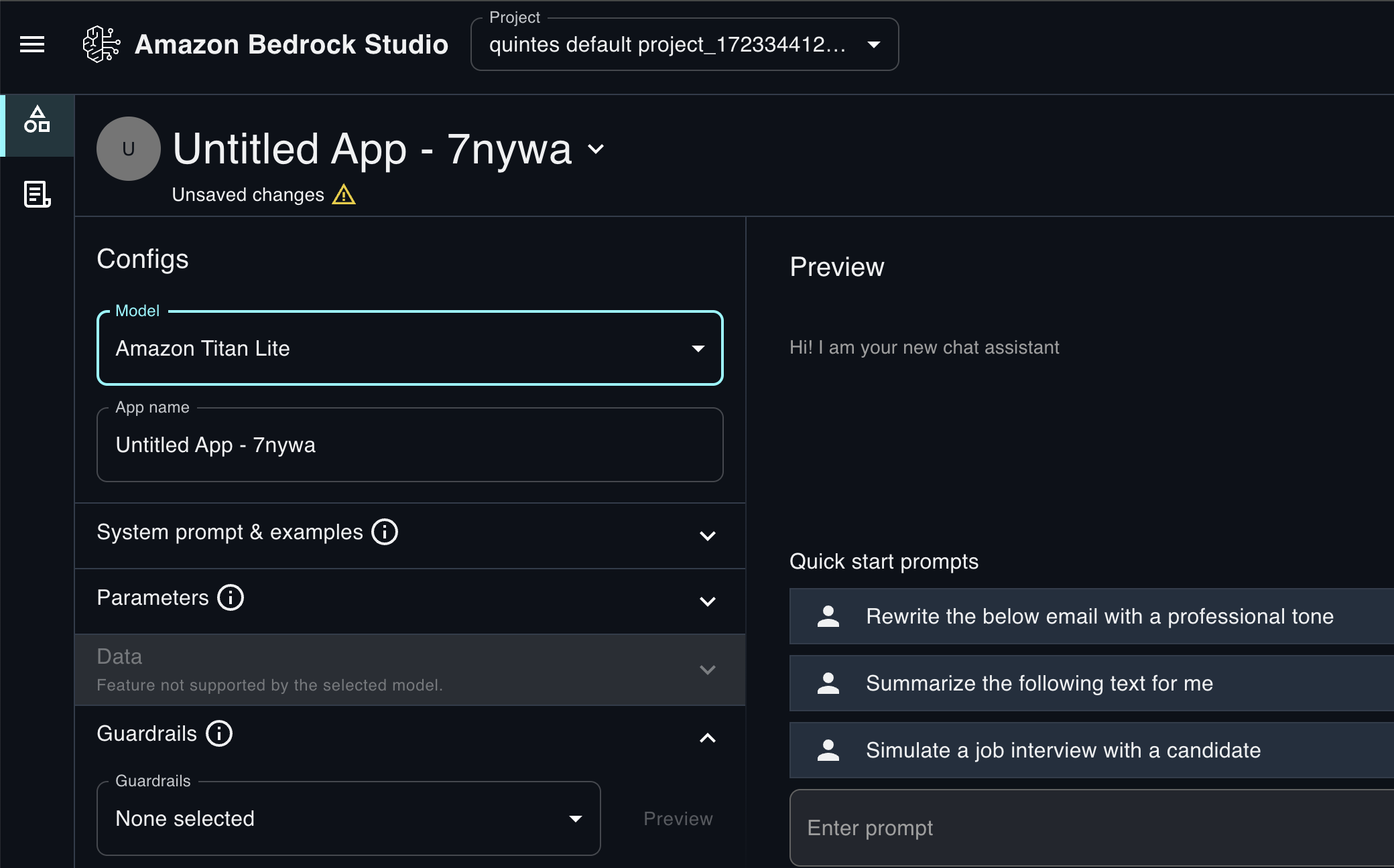 AWS Bedrock Studio - chat app interface - Architect Forward (architectFWD™)