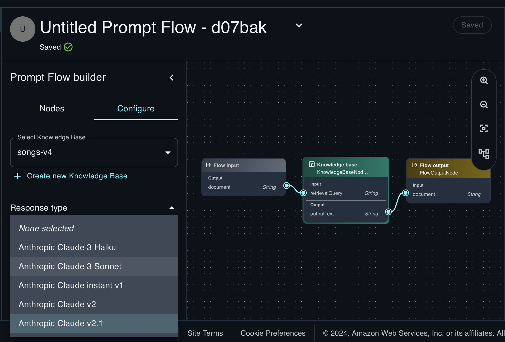 AWS Bedrock Studio - prompt flow KB anthropic models - Architect Forward (architectFWD™)