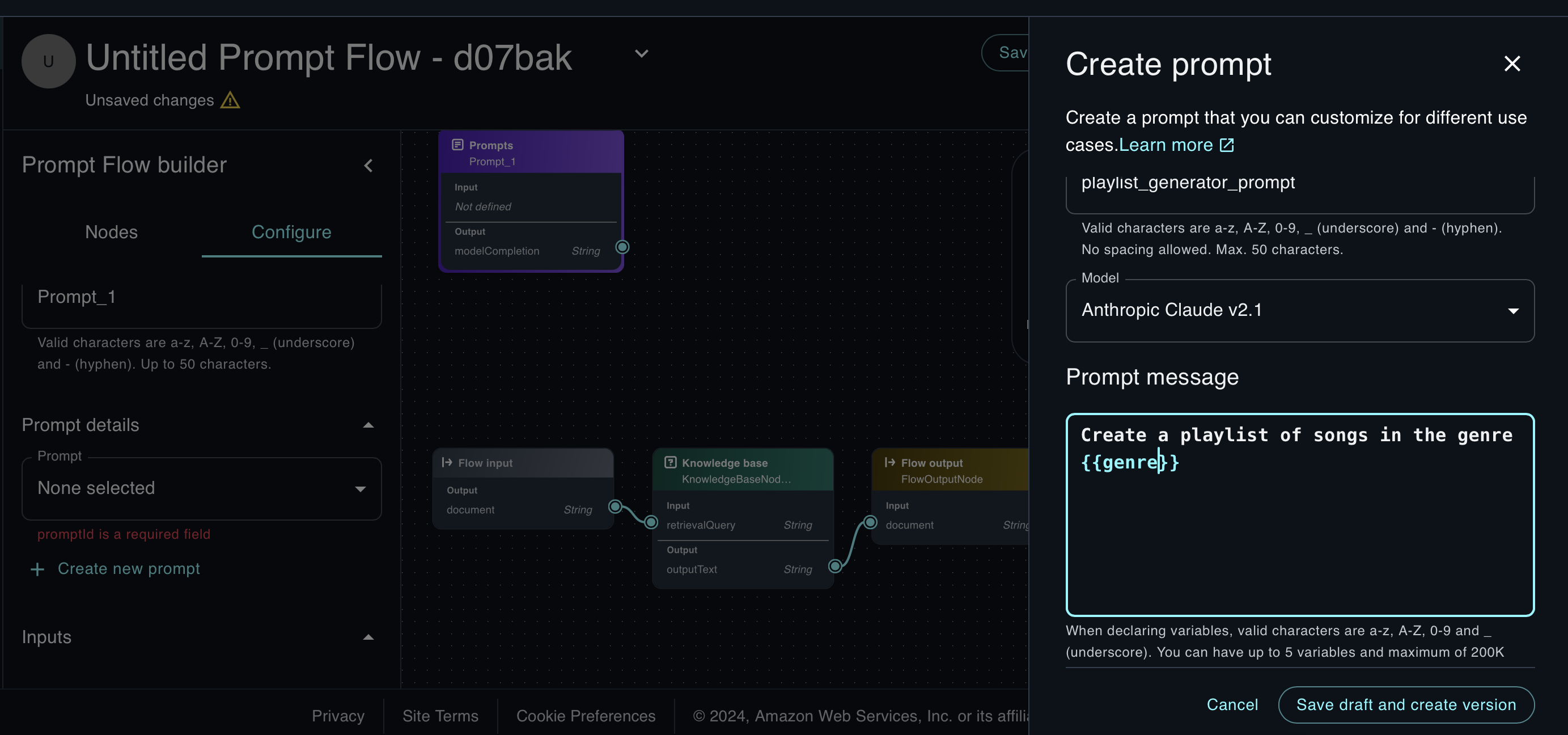 AWS Bedrock Studio - prompt flow KB anthropic models - Architect Forward (architectFWD™)